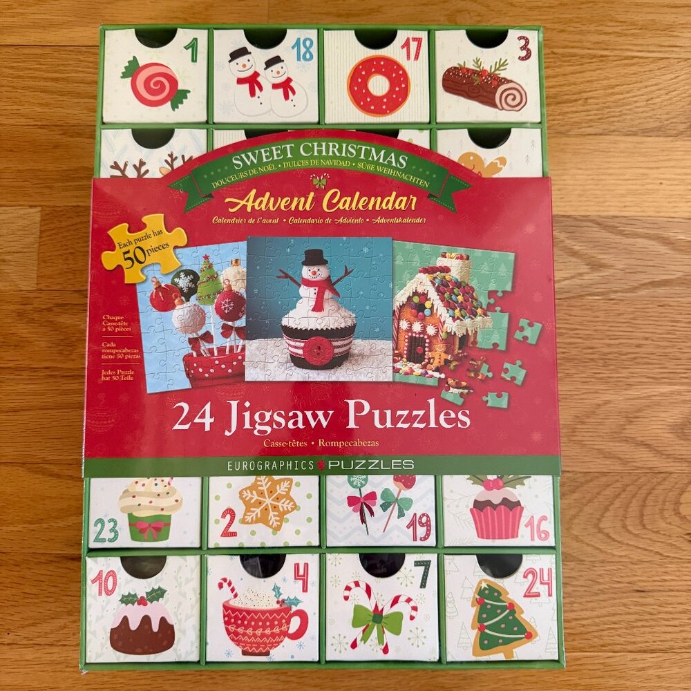 NWT Sweet Christmas Advent Calendar Puzzle Set